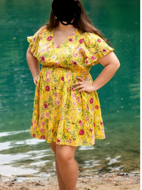 Yellow Cotton Floral Dress Time And Tru - Picture 4 of 9